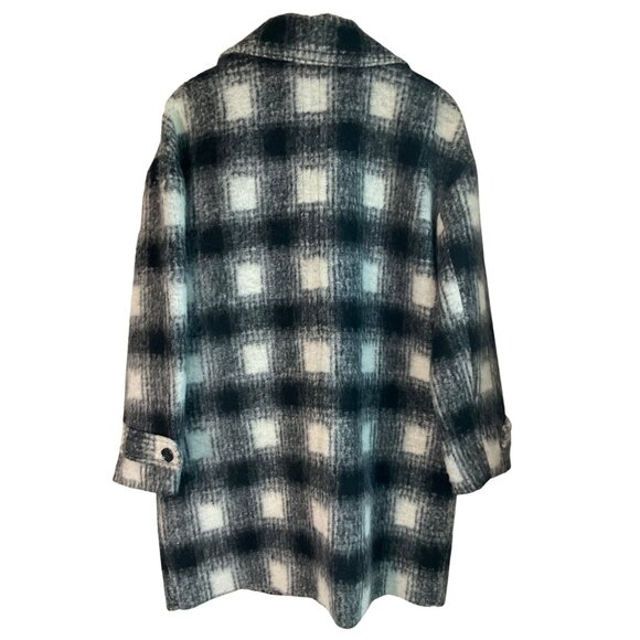 Banana Republic Womens Large P Coat Italian Wool Blend Plaid Check Double Breast - Picture 4 of 15